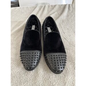 Steve Madden Cachet‎ Velvet Spiked Mens Studded Loafers Shoes 11 Black Gothic